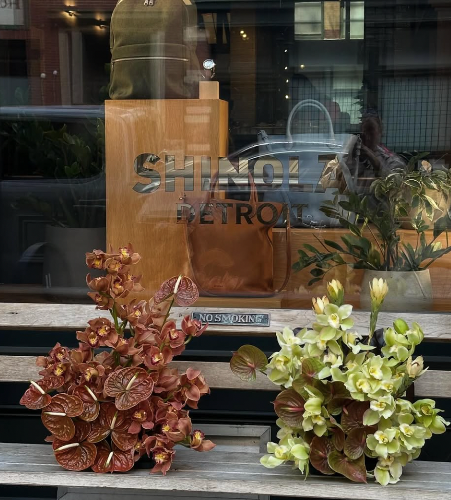 Floral arrangements at Shinola Detroit
